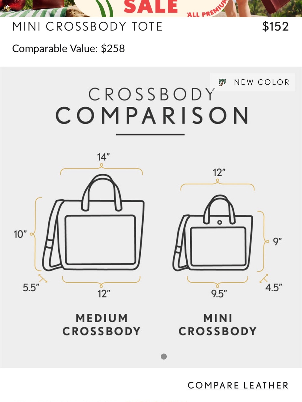 New Portland Leather Evergreen Mini Crossbody Tote - Picture 6 of 6
